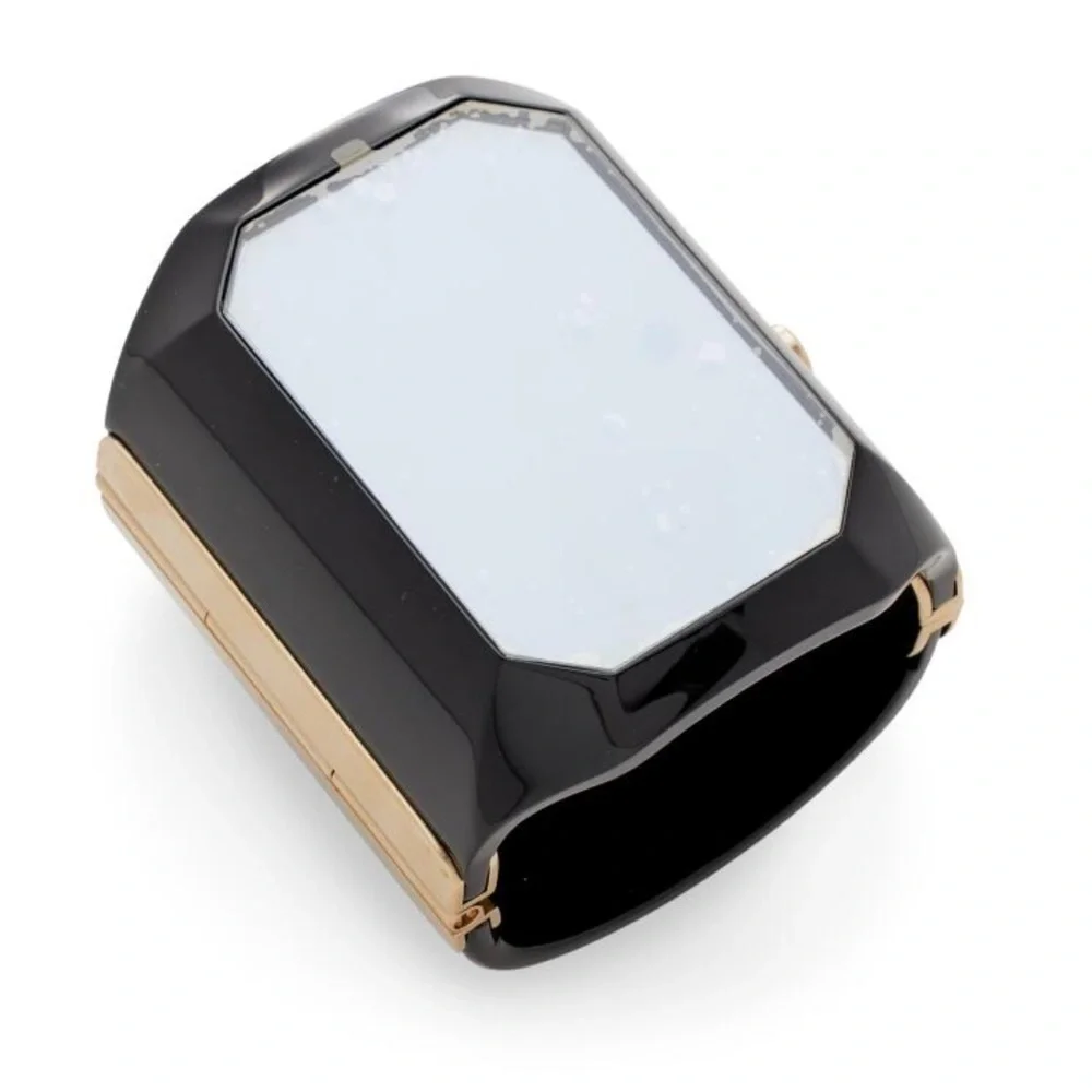 Chanel Black Enamel and Gold Metal CC Cuff!!